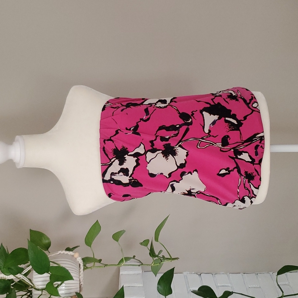 Limited Pink and Black Floral Strapless Top Size M